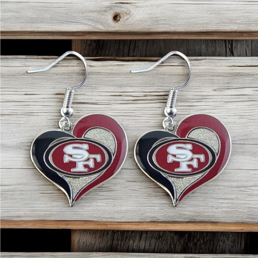 NFL San Francisco 49ers Swirl Heart Earrings (new)